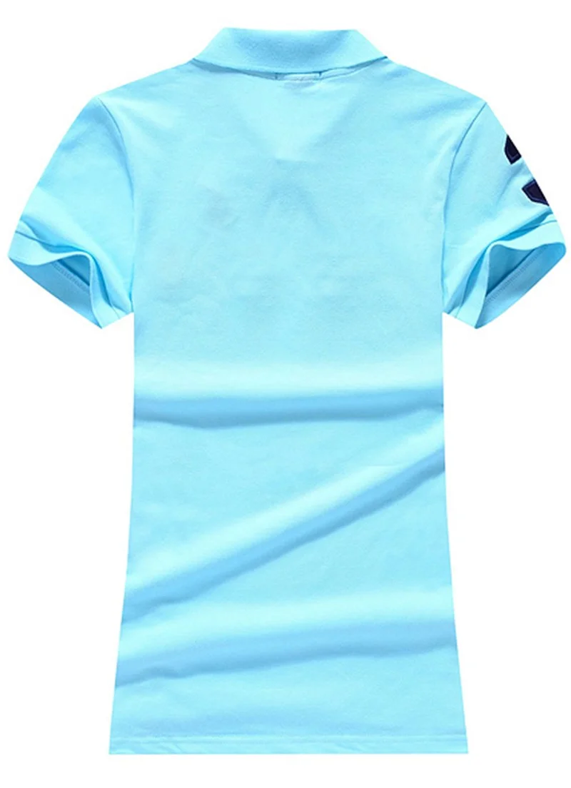 ראלף לורן-RALPH LAUREN POLO TSHIRT SHORT WOMEN - Blizzard Blue & Black Logo – תמונה 2