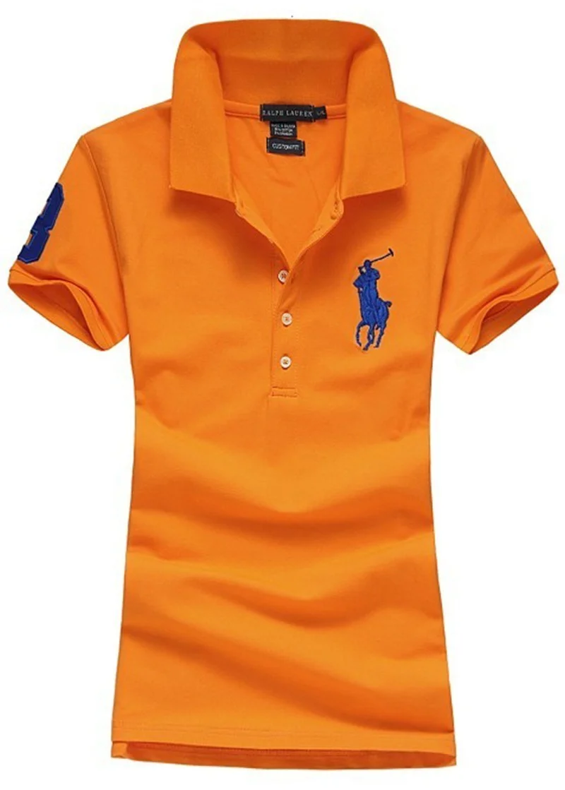 ראלף לורן-RALPH LAUREN POLO TSHIRT SHORT WOMEN - ORG & Black Logo