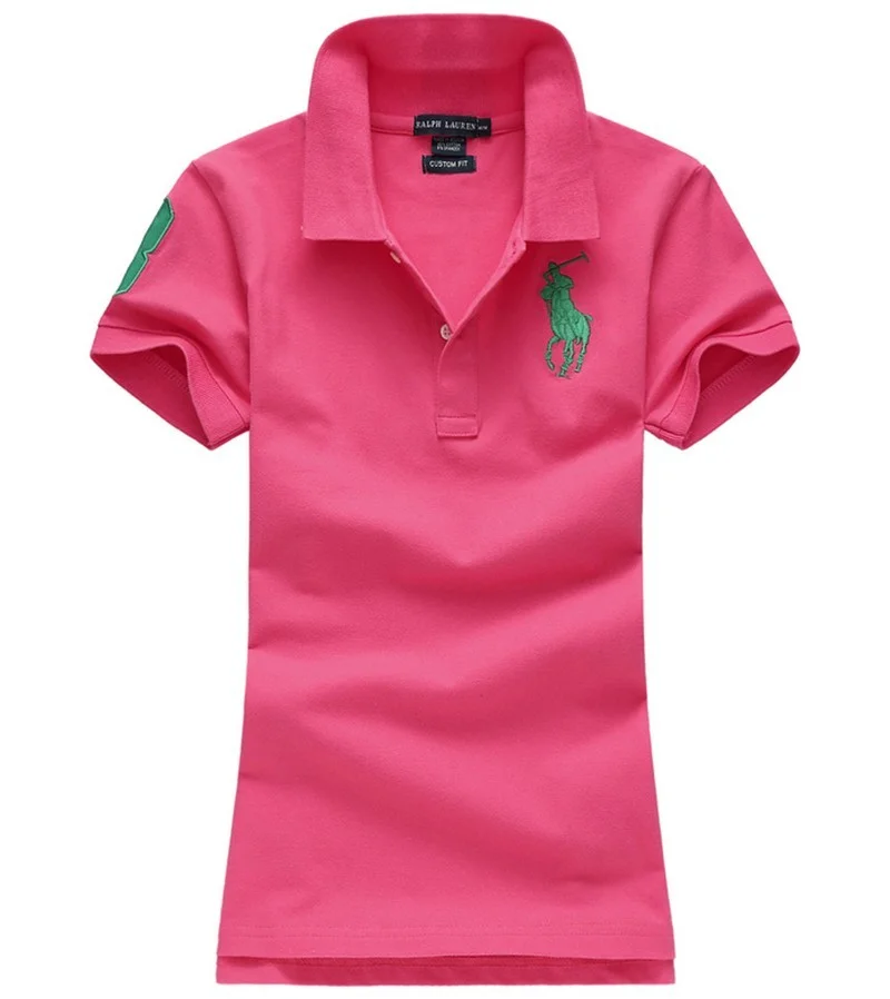 ראלף לורן-RALPH LAUREN POLO TSHIRT SHORT WOMEN - Pink & Green Logo – תמונה 2