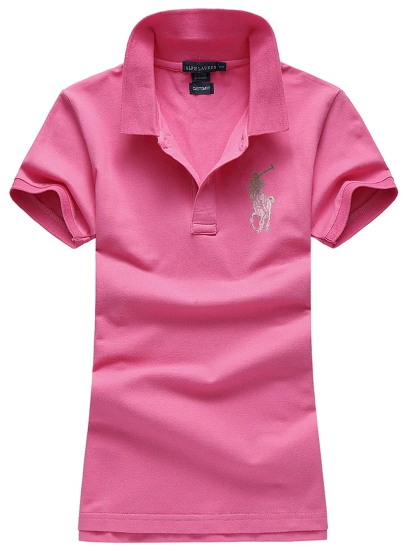 ראלף לורן-RALPH LAUREN POLO TSHIRT SHORT WOMEN - Pink & Pink Logo – תמונה 2