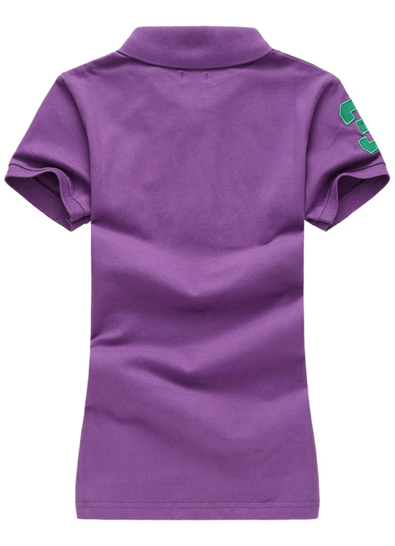 ראלף לורן-RALPH LAUREN POLO TSHIRT SHORT WOMEN - Purpel & Green Logo – תמונה 3