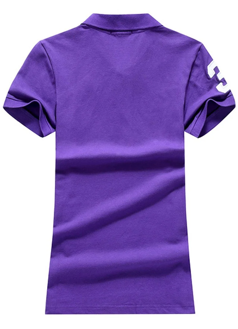 ראלף לורן-RALPH LAUREN POLO TSHIRT SHORT WOMEN - Purple & White Logo – תמונה 2