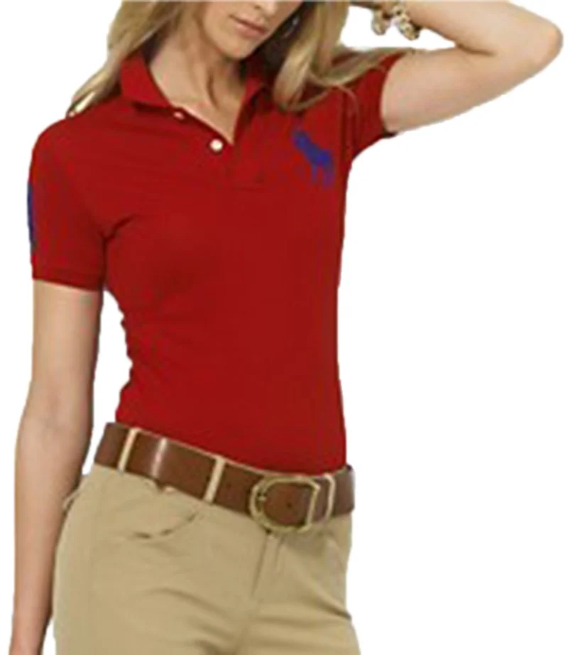 ראלף לורן-RALPH LAUREN POLO TSHIRT SHORT WOMEN - Red & Blue Logo