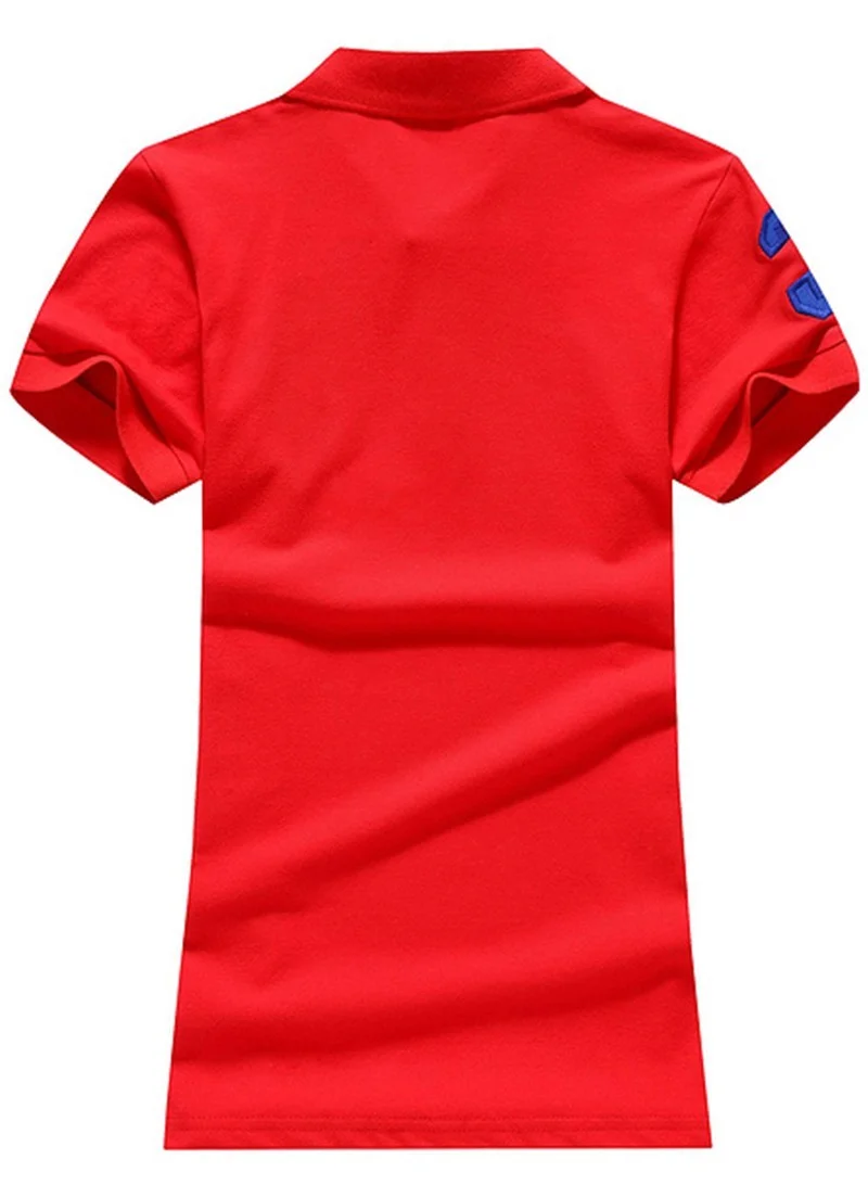 ראלף לורן-RALPH LAUREN POLO TSHIRT SHORT WOMEN - Red & Nave Logo – תמונה 2