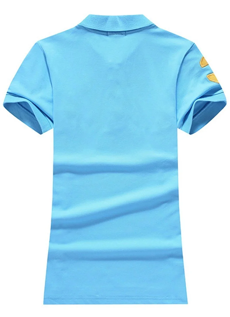 ראלף לורן-RALPH LAUREN POLO TSHIRT SHORT WOMEN - Sky Blue & Yellow Logo – תמונה 2