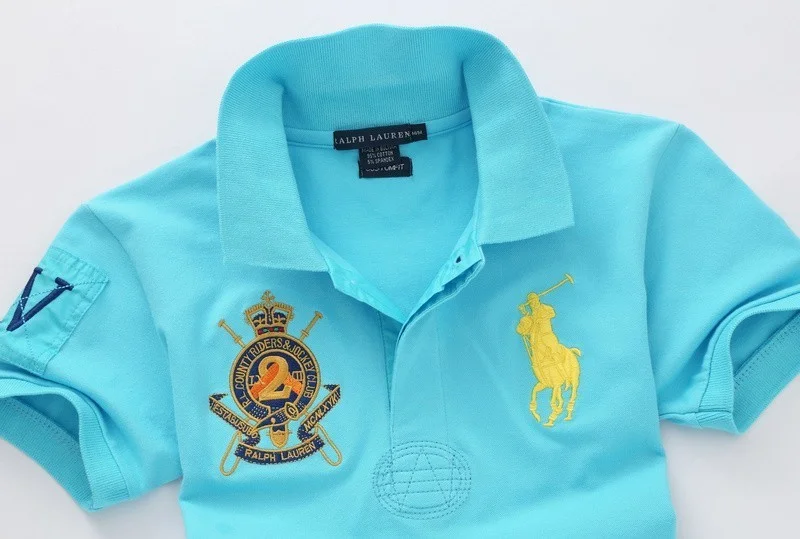 ראלף לורן-RALPH LAUREN POLO TSHIRT SHORT WOMEN - Turquoise Blue – תמונה 6