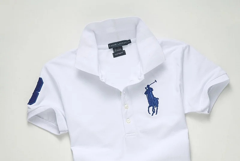 ראלף לורן-RALPH LAUREN POLO TSHIRT SHORT WOMEN - White & Black Logo – תמונה 3