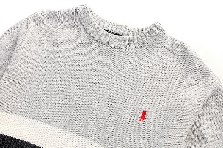 ראלף לורן-RALPH LAUREN SWETER MEN - White Dark Gray & Red Logo – תמונה 3