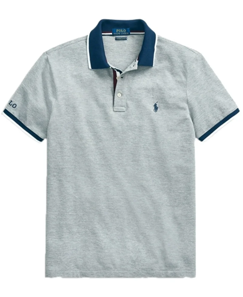 ראלף לורן-RALPH LAUREN POLO TSHIRT MEN'S SHORT DESGIN - Gray – תמונה 2