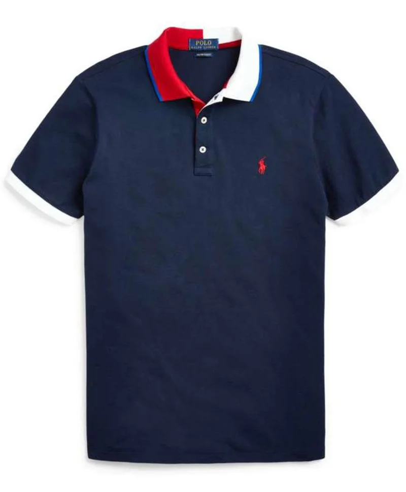 ראלף לורן-RALPH LAUREN POLO TSHIRT MEN'S SHORT DESGIN - Navy Blue – תמונה 2