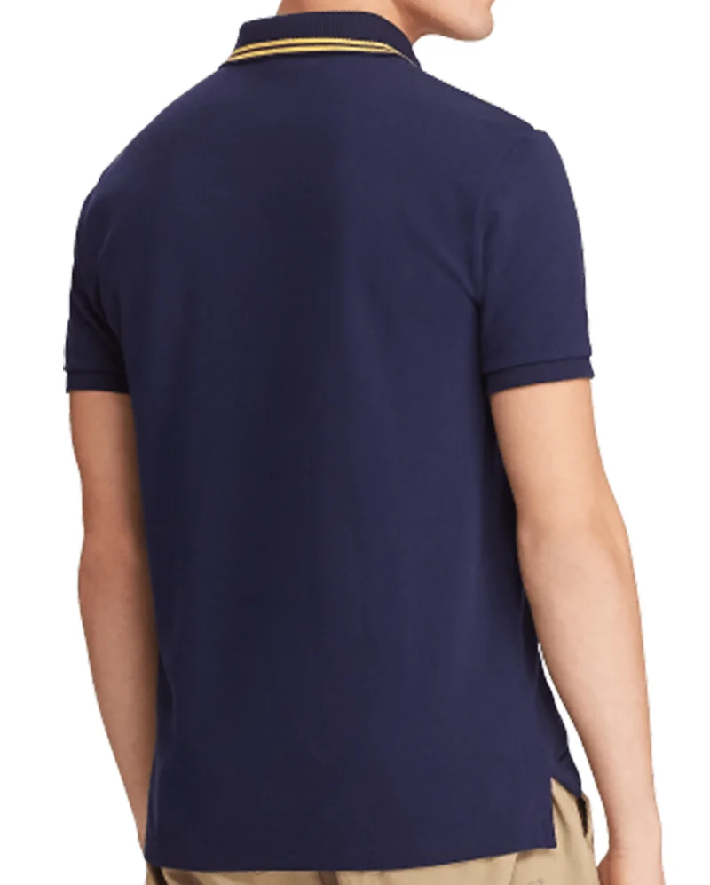ראלף לורן-RALPH LAUREN POLO TSHIRT MEN'S SHORT DESGIN - Navy Blue White & Red – תמונה 2