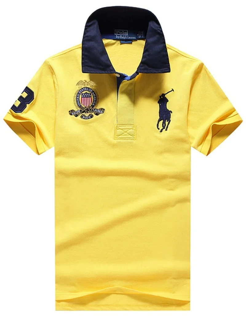ראלף לורן-RALPH LAUREN POLO TSHIRT MEN'S SHORT DESGIN - Yellow
