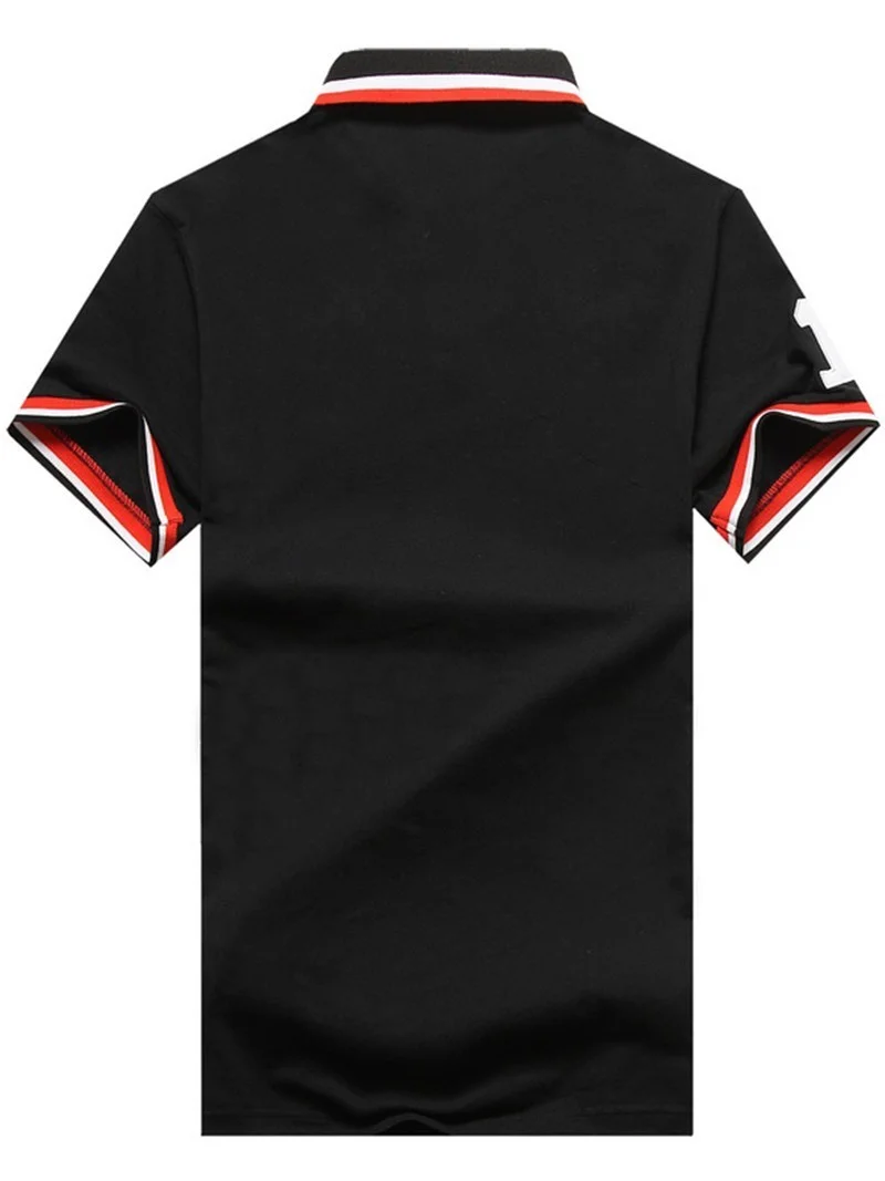 ראלף לורן-RALPH LAUREN POLO TSHIRT SHORT BIG PONY MEN'S- BLACK RED & WHITE – תמונה 2