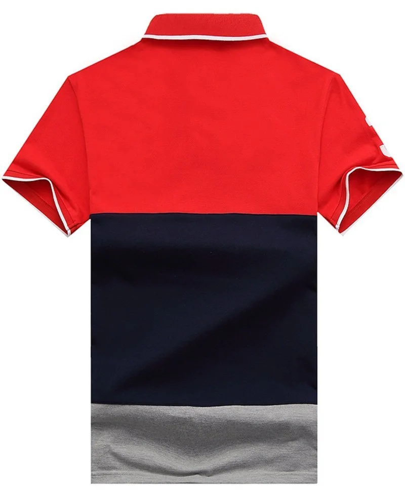 ראלף לורן-RALPH LAUREN POLO TSHIRT SHORT BIG PONY MEN'S-RED NAVY BLUE & GRAY – תמונה 2