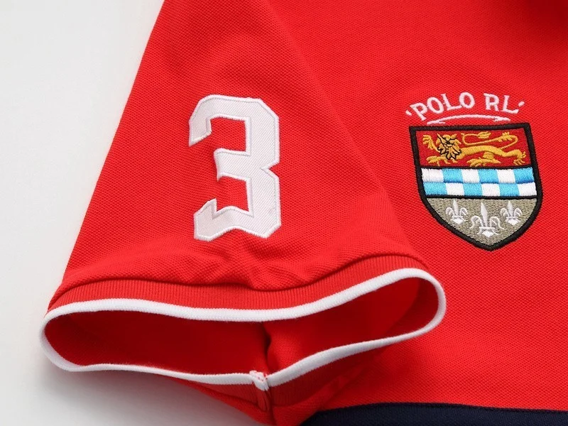 ראלף לורן-RALPH LAUREN POLO TSHIRT SHORT BIG PONY MEN'S-RED NAVY BLUE & GRAY – תמונה 4