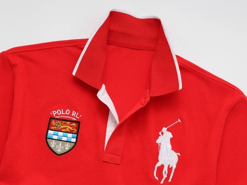 ראלף לורן-RALPH LAUREN POLO TSHIRT SHORT BIG PONY MEN'S-RED NAVY BLUE & GRAY – תמונה 3