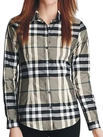 ברברי-BURBERRY WOMEN BUTTON- Heathered Grey Mix