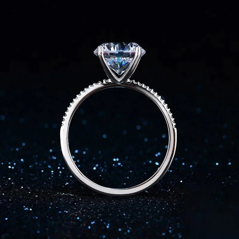 טבעת יוקרה-Silver Ring Hearts Arrows Zircon – תמונה 5