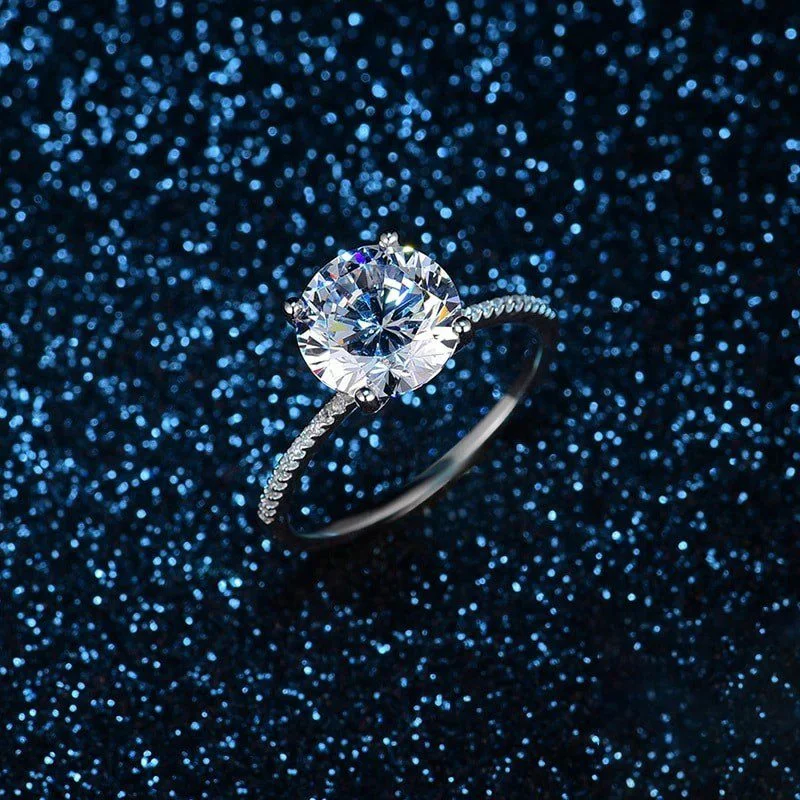 טבעת יוקרה-Silver Ring Hearts Arrows Zircon – תמונה 2