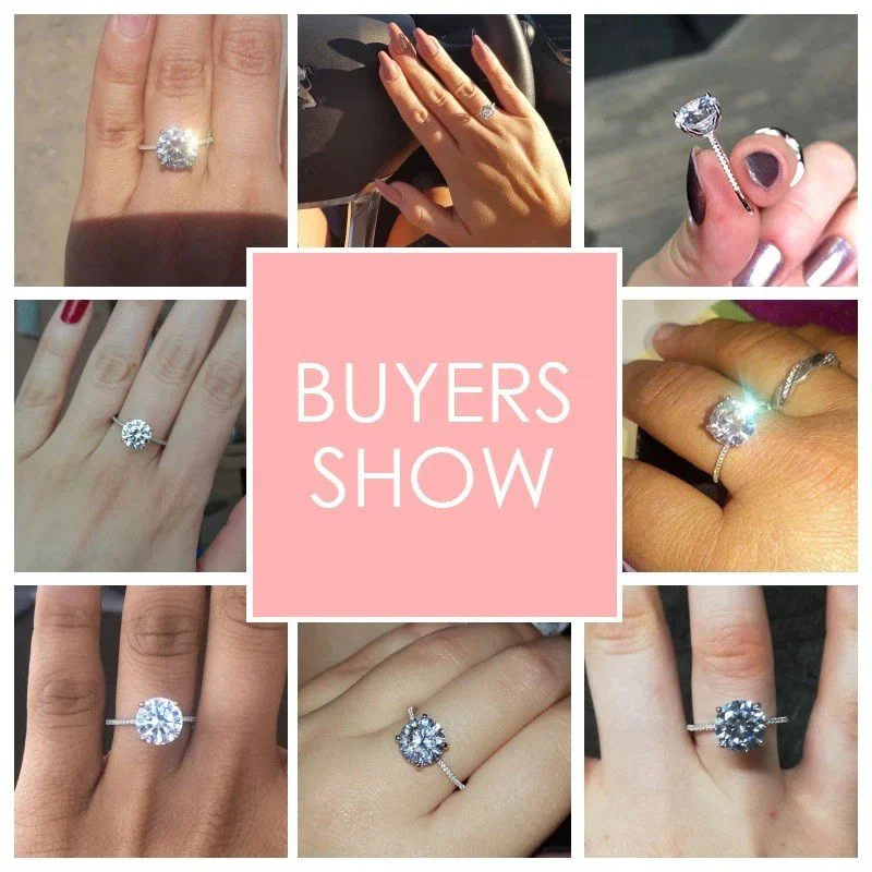 טבעת יוקרה-Silver Ring Hearts Arrows Zircon – תמונה 3