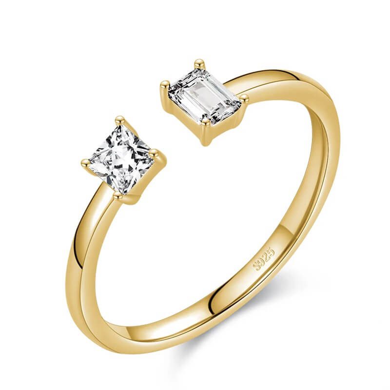 טבעת יוקרה-Gold Color Ring Sparkling Clear CZ Finger For Women