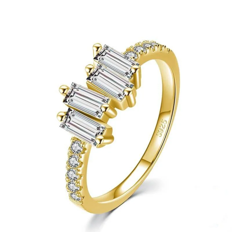 טבעת יוקרה-Gold color Ring for Women 925 Sterling Jewelry Wedding