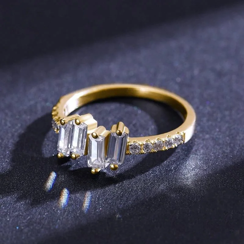 טבעת יוקרה-Gold color Ring for Women 925 Sterling Jewelry Wedding – תמונה 2