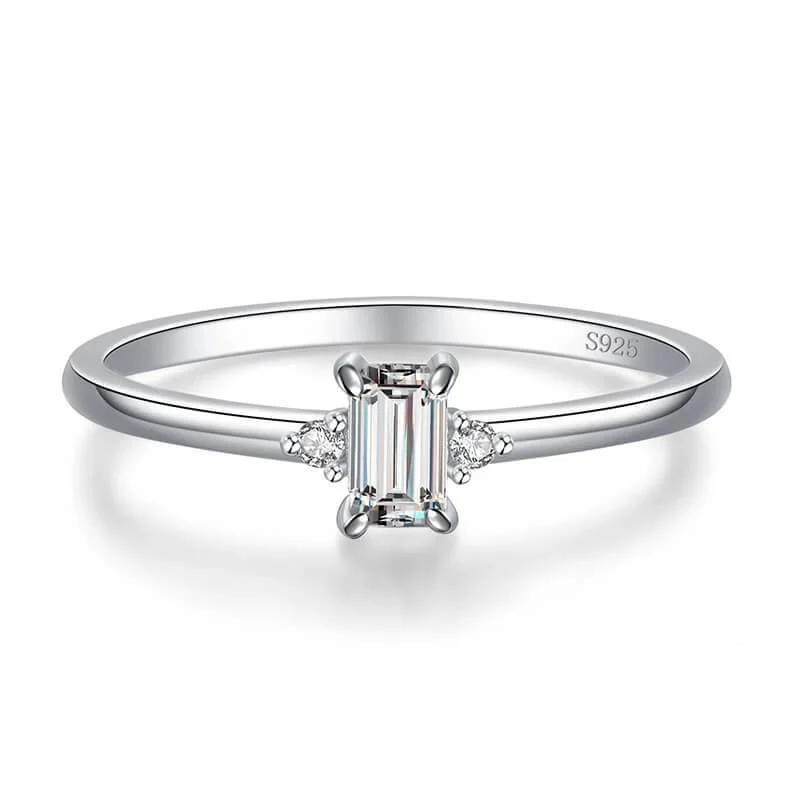 טבעת יוקרה-Silver Ring Hearts Arrows Zircon For Women – תמונה 2