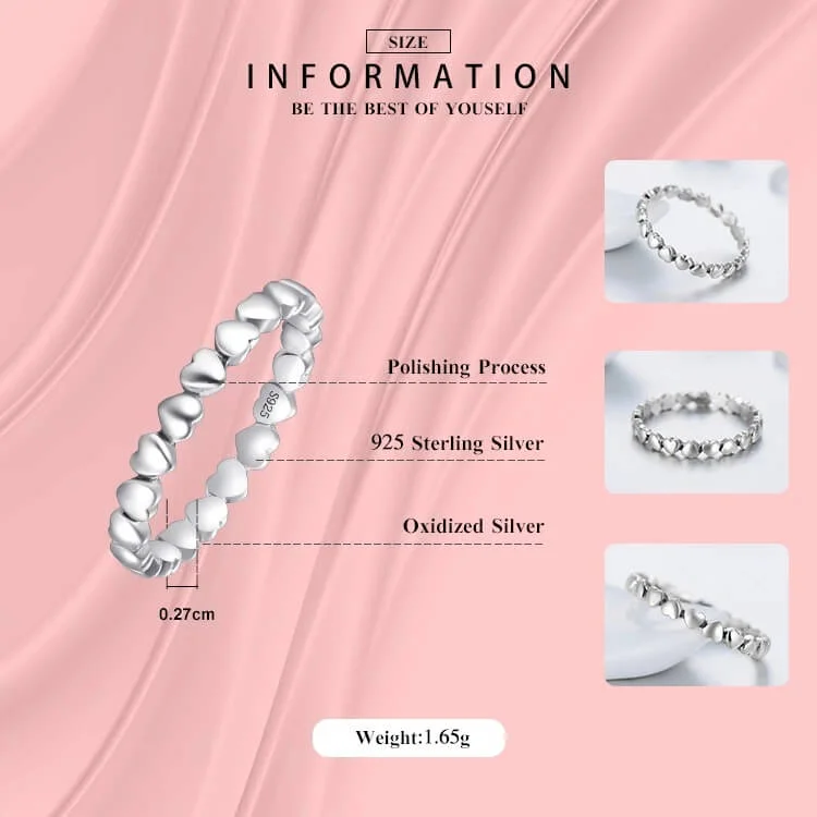 טבעת יוקרה-Silver Ring Heart Finger Forever Love Jewelry Valentine's Day Gift – תמונה 3