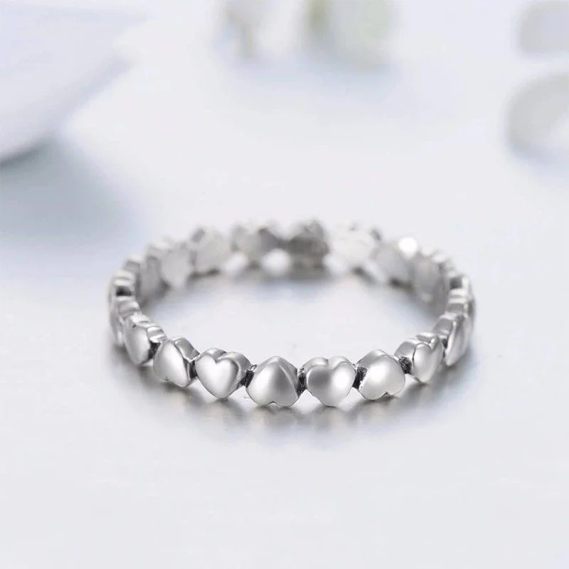 טבעת יוקרה-Silver Ring Heart Finger Forever Love Jewelry Valentine's Day Gift – תמונה 5