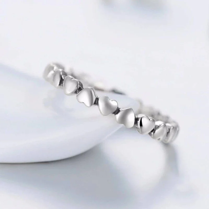 טבעת יוקרה-Silver Ring Heart Finger Forever Love Jewelry Valentine's Day Gift – תמונה 4