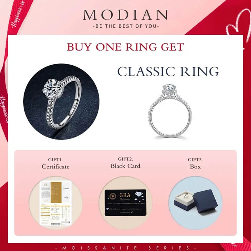 טבעת יוקרה- Silver Ring 1ct Shiny Moissanite For Women – תמונה 4