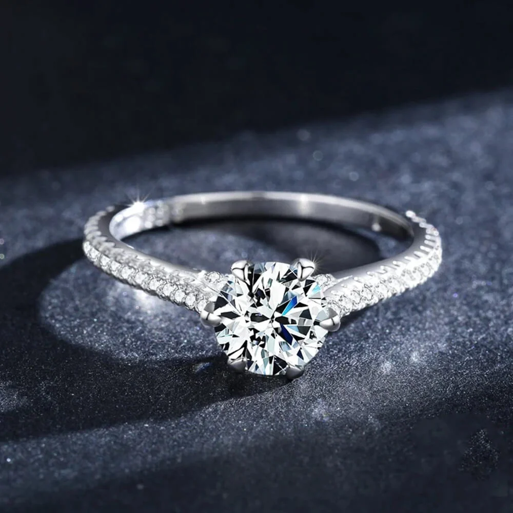 טבעת יוקרה-Silver Ring Classic Luxury Full Cubic Zirconia Finger Rings For Women – תמונה 4