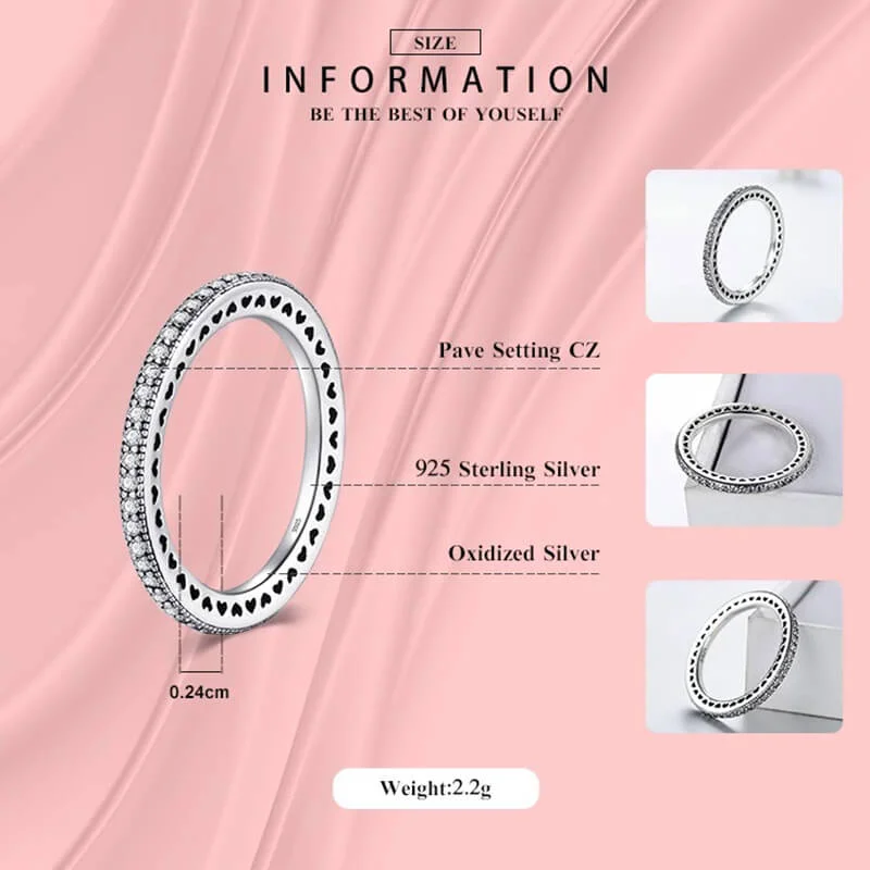 טבעת יוקרה-Silver Ring Clear CZ Fashion Stackable Vintage Classic Luxury For Women – תמונה 5