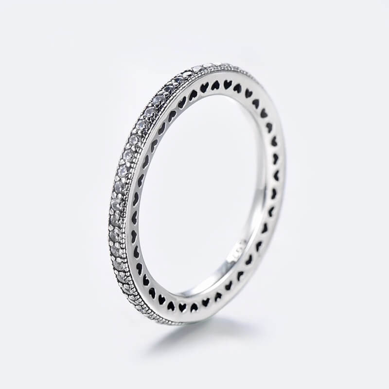 טבעת יוקרה-Silver Ring Clear CZ Fashion Stackable Vintage Classic Luxury For Women – תמונה 2