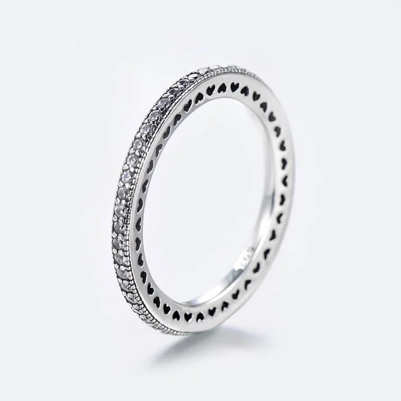 טבעת יוקרה-Silver Ring Clear CZ Fashion Stackable Vintage Classic Luxury For Women – תמונה 2