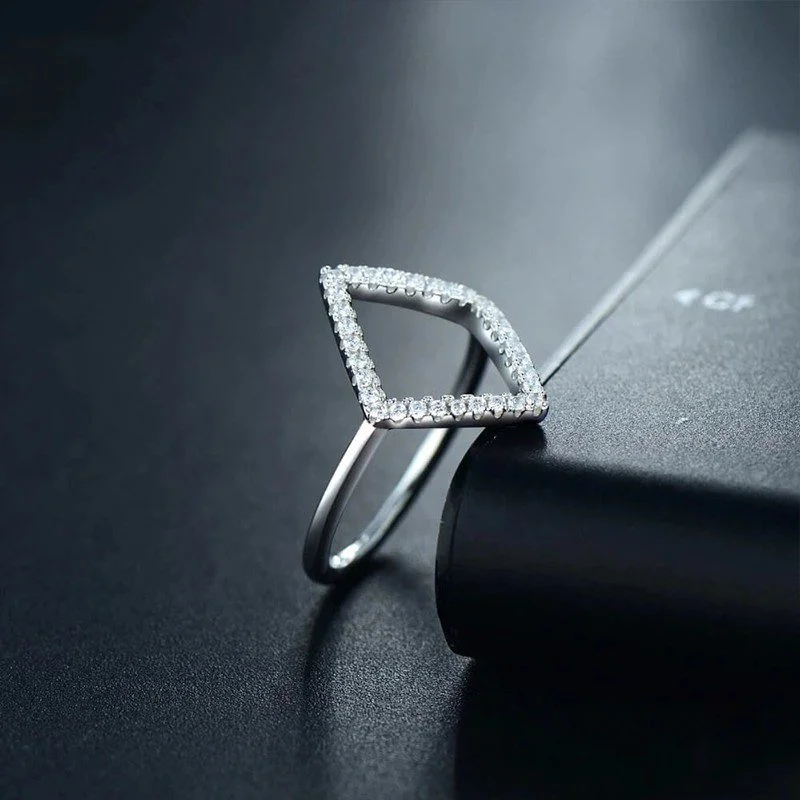 טבעת יוקרה-Silver Ring Fashion Cubic Zirconia For Women – תמונה 7