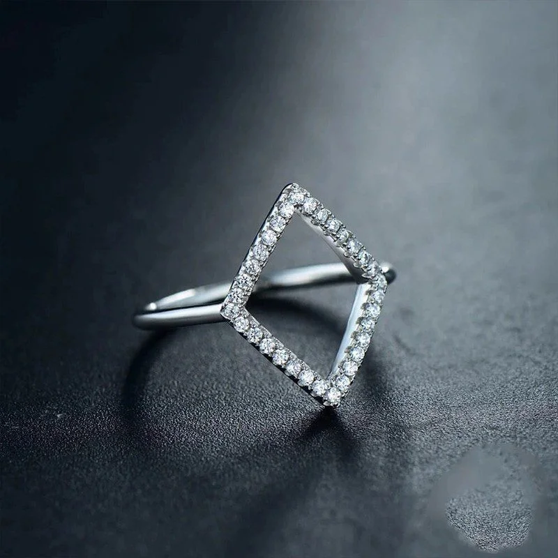 טבעת יוקרה-Silver Ring Fashion Cubic Zirconia For Women – תמונה 5