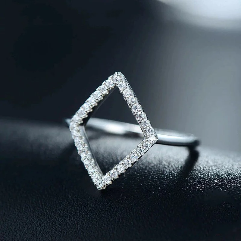 טבעת יוקרה-Silver Ring Fashion Cubic Zirconia For Women – תמונה 4
