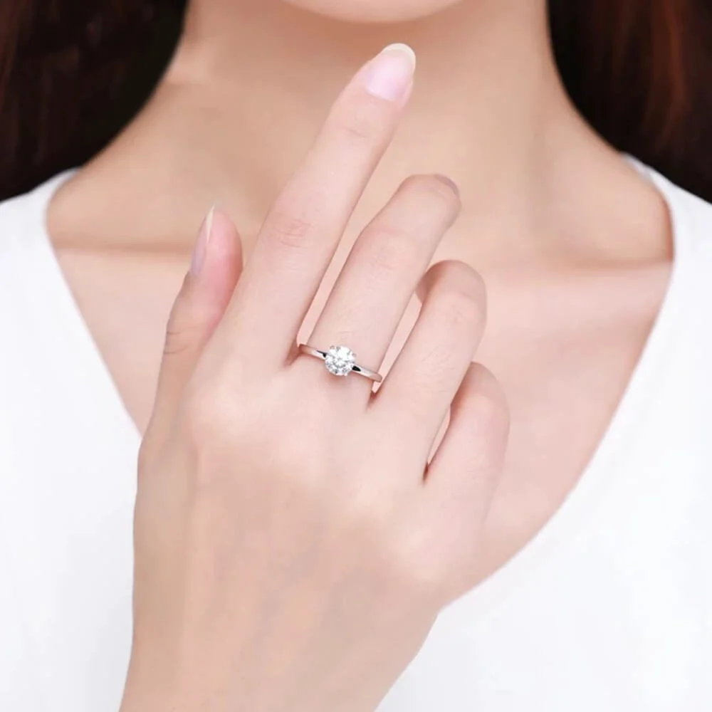 טבעת יוקרה-Silver Ring For Women Classic Wedding – תמונה 2