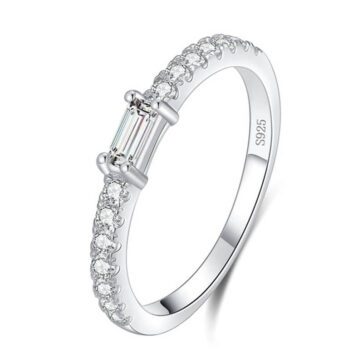 טבעת יוקרה-Silver Ring Hearts Arrows Zircon For Women