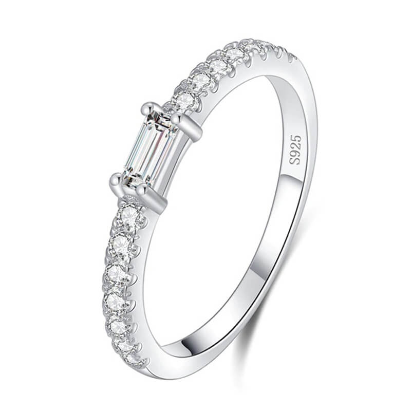 טבעת יוקרה-Silver Ring Hearts Arrows Zircon For Women