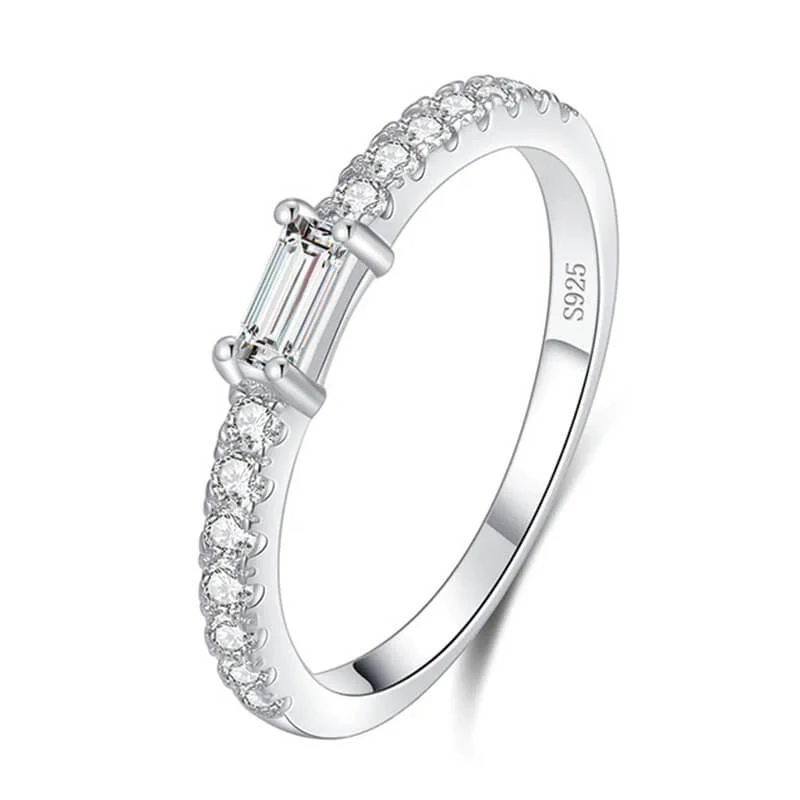 טבעת יוקרה-Silver Ring Hearts Arrows Zircon For Women