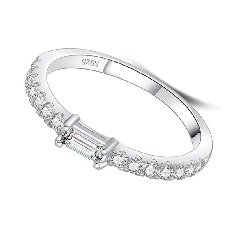 טבעת יוקרה-Silver Ring Hearts Arrows Zircon For Women – תמונה 2