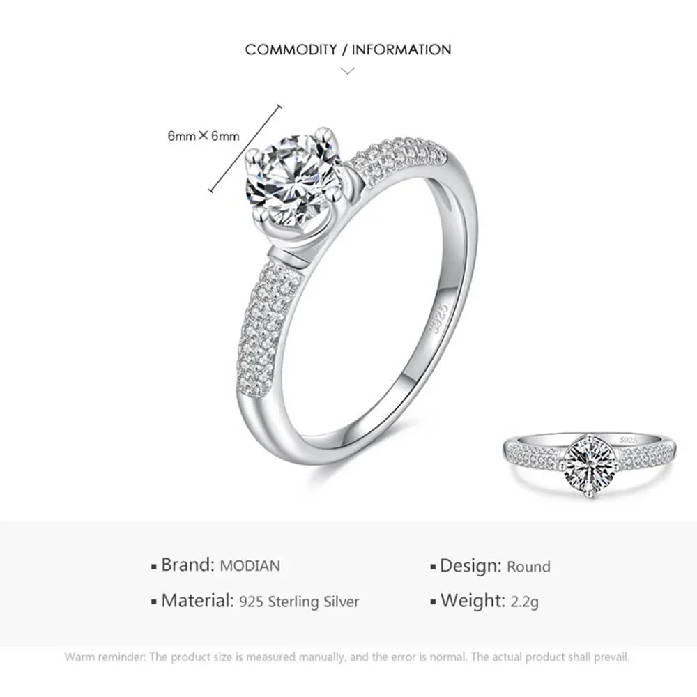 טבעת יוקרה-Silver Ring Round Ten Hearts Arrow CZ Classic Finger Rings For Women – תמונה 3