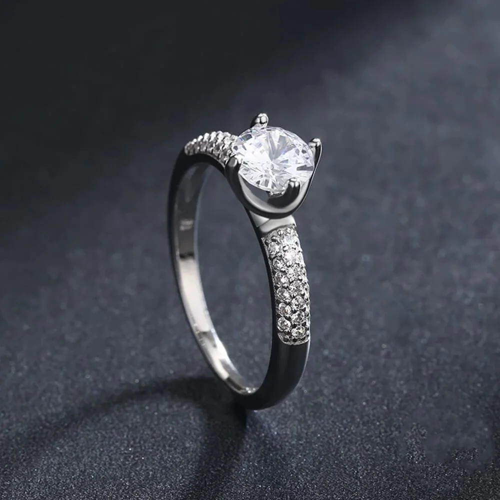 טבעת יוקרה-Silver Ring Round Ten Hearts Arrow CZ Classic Finger Rings For Women – תמונה 5