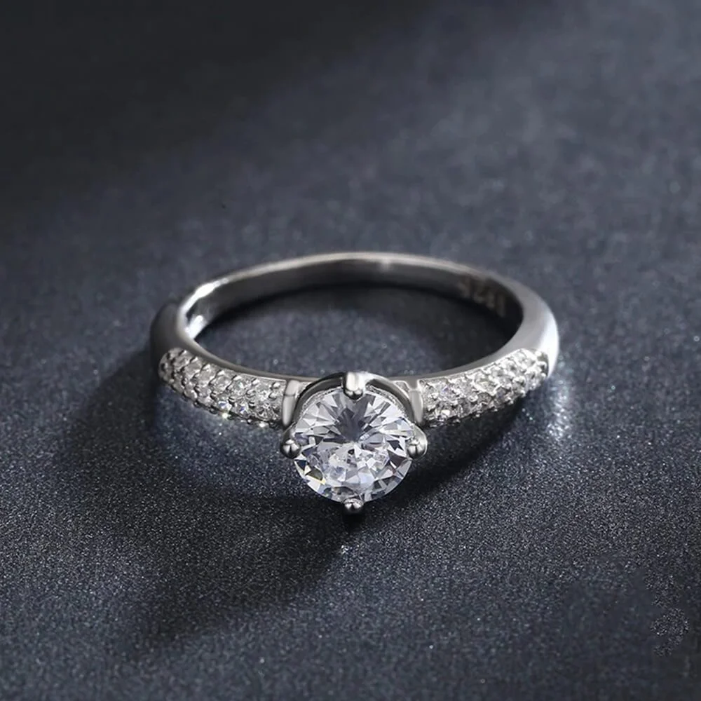 טבעת יוקרה-Silver Ring Round Ten Hearts Arrow CZ Classic Finger Rings For Women – תמונה 4