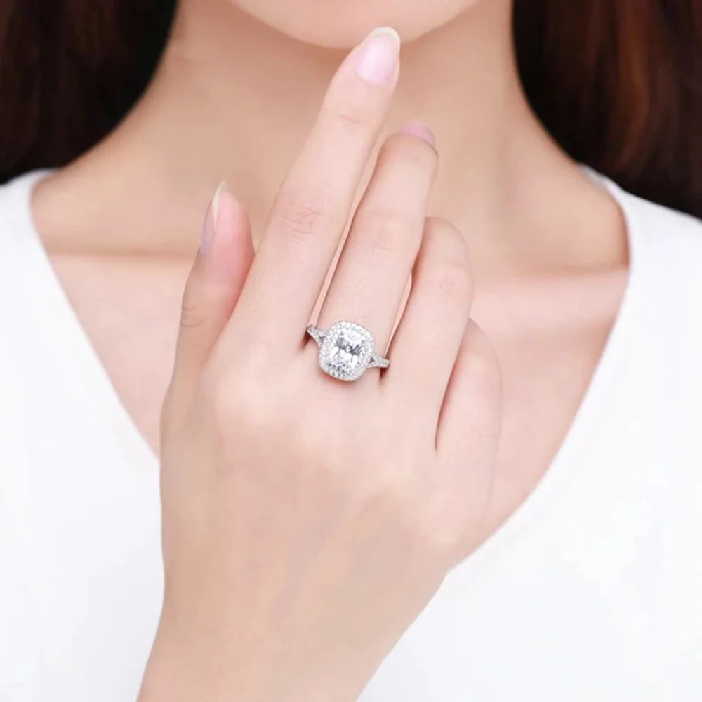 טבעת יוקרה-Silver Ring Wedding Engagement Rings For Women – תמונה 2