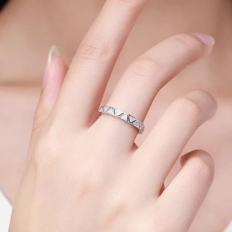 טבעת יוקרה-Silver Rings For Women Round Classic Ten Hearts Zircon Ring Romantic Wedding – תמונה 2