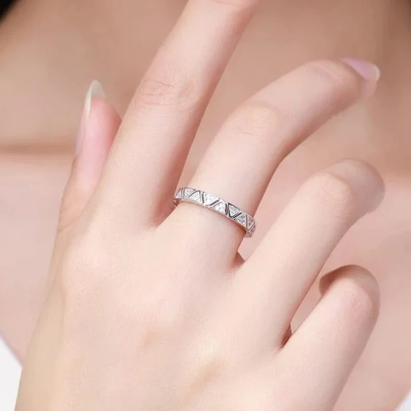 טבעת יוקרה-Silver Rings For Women Round Classic Ten Hearts Zircon Ring Romantic Wedding – תמונה 2